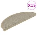 vidaXL Samolepiace nášľapy na schody, sisalový vzhľad 15 ks 65x21x4 cm