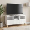 vidaXL TV skrinka 102 x 34,5 x 50 cm Biela s vysokým leskom
