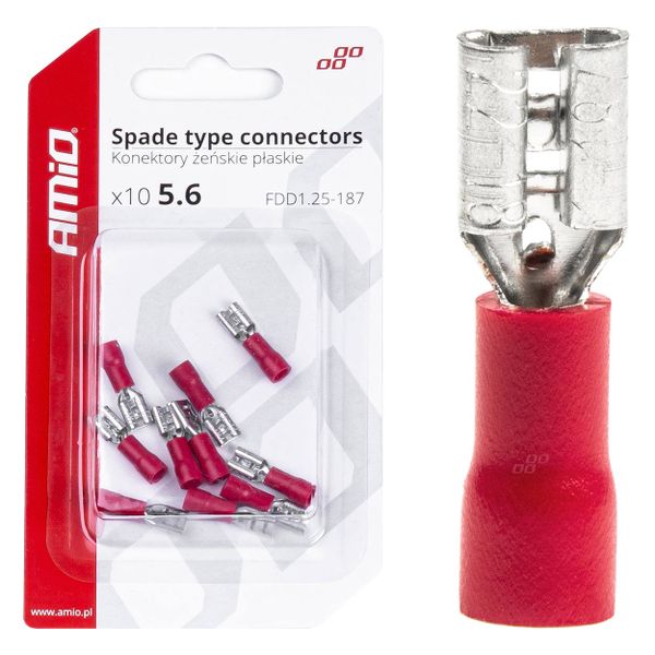 Elektrické konektory – samica (násuvka) 5.6mm 0.5-1.5mm2 10A 10 ks