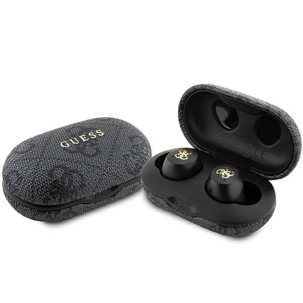 Bluetooth slúchadlá Guess GUTWSP4EGK TWS ENC 4G PU METAL LOGO čierne