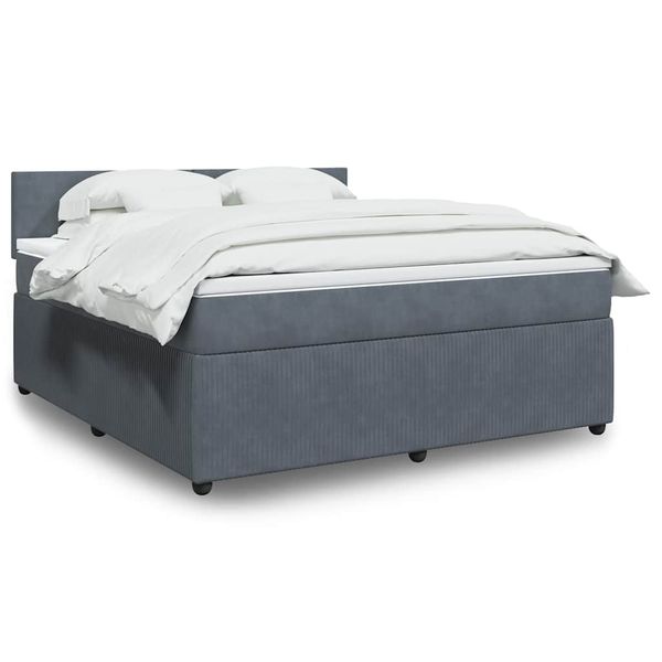 vidaXL Posteľný rám boxspring s matracom tmavosivý 180x200 cm zamat