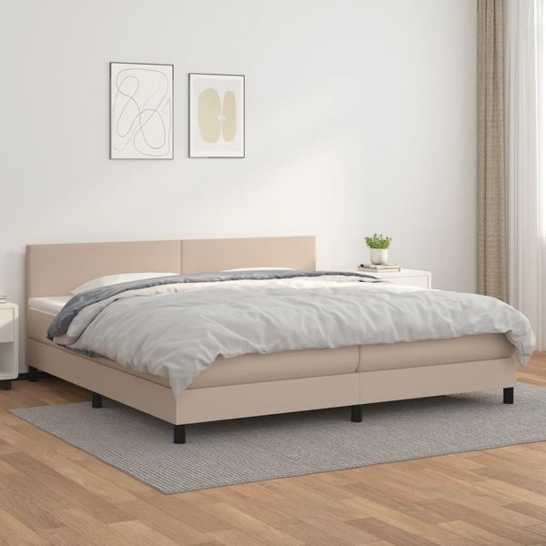 vidaXL Boxspring posteľ s matracom kapučínová 200x200 cm umelá koža