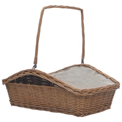 vidaXL Košík na drevo s rúčkou 61,5x46,5x58 cm hnedý vŕbový