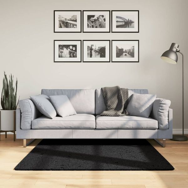 vidaXL Shaggy koberec PAMPLONA, vysoký vlas, moderný, čierny 120x120cm