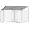 vidaXL Klietka pre psa s strechou Strieborná 400 x 200 x 256 cm