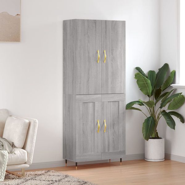 vidaXL Vysoká skrinka sivý dub sonoma 69,5x34x180 cm spracované drevo