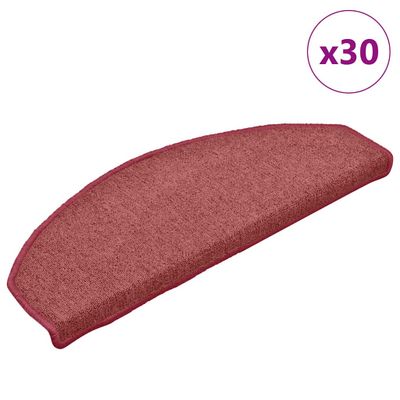 vidaXL Schodové rohože 30 ks 65x24x4 cm bordové polkruhové veľké