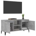 vidaXL TV stolík nožičky z kovu betónový sivý 103,5x35x50 cm