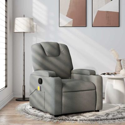vidaXL Masážne kreslo s polohovacím mechanizmom, tmavosivá látka