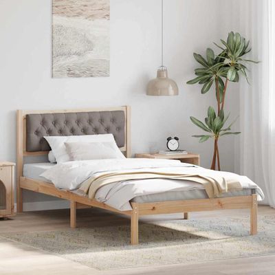 vidaXL Rám postele Sivohnedá 100 x 200 cm Masívne borovicové drevo