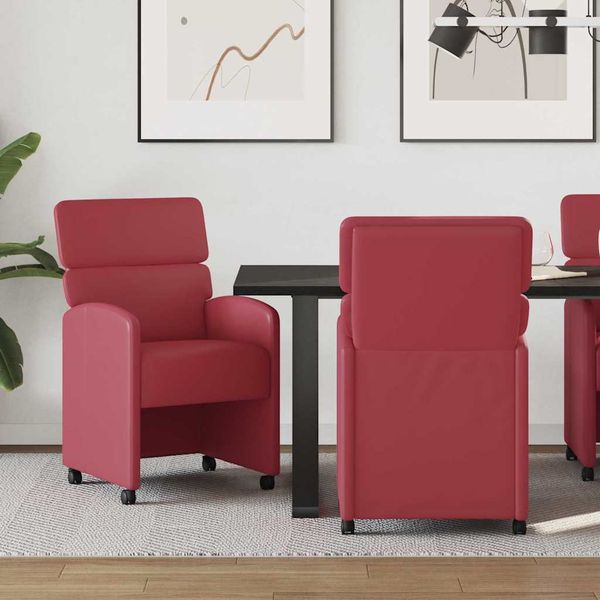 vidaXL Jedálenské stoličky na kolieskach 2 pcs vínovo červená
