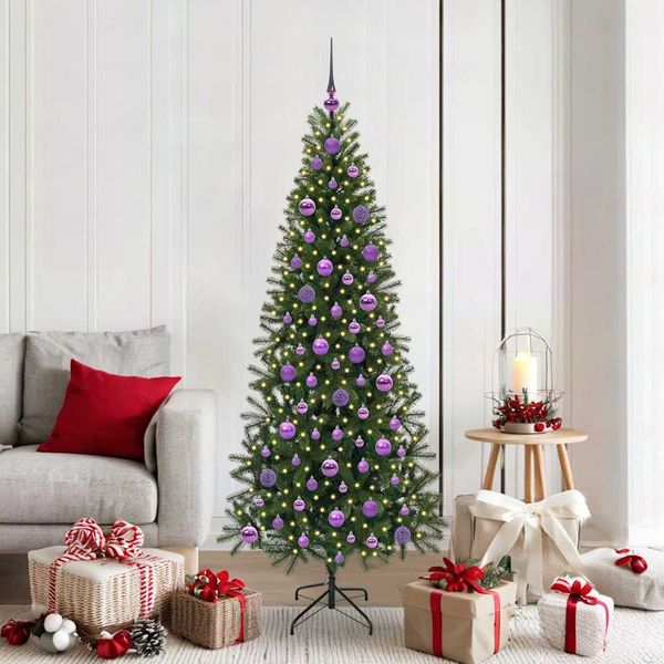 vidaXL Umelý vianočný stromček s 300 LED-i Zelená 180 cm PE a PVC
