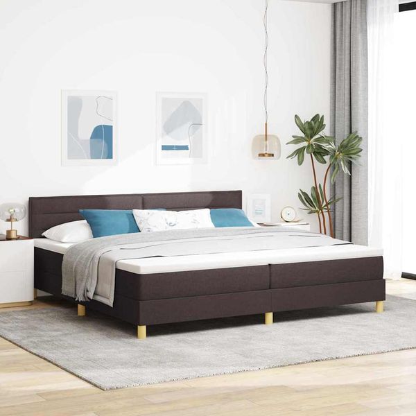 vidaXL LED box s pružinami s LED pásikmi Tmavohnedá 200 x 200 cm látka