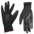 Rukavice pracovné z polyesteru polomáčané v PU GLOVE PE-PU 9, čierne, veľ. 9", 6 párov SIXTOL