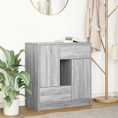 vidaXL Komoda so zásuvkami a dvierkami, sivá sonoma 70,5x34x74,5 cm