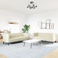 vidaXL 2-dielna súprava sedacej súpravy Chesterfield, krémová, umelá koža