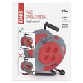 Predlžovací kábel EMOS P19425P na bubne 25 m / 4 zásuvky / červený / PVC / 230 V / 1,5 mm2