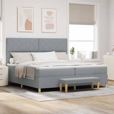 vidaXL Posteľ s pružinovým rámom Svetlosivá 200 x 200 cm látka