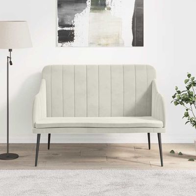 vidaXL Lavička krémová 110x76x80 cm zamat