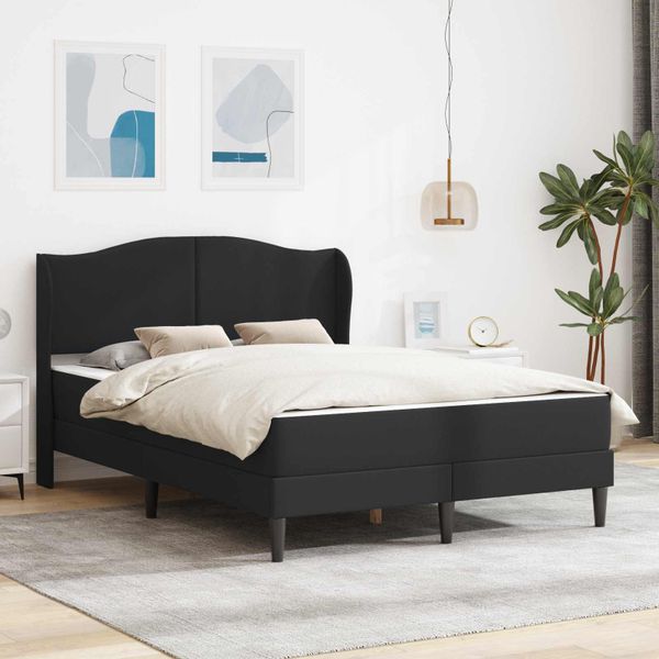 vidaXL Rám postele s čelnou doskou Čierna 160 x 200 cm Umelá koža