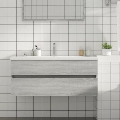 vidaXL Umývadlová skrinka sivá sonoma 100x38,5x45 cm spracované drevo