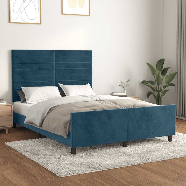 vidaXL Posteľ bez matraca tmavomodrý 140x200 cm zamat