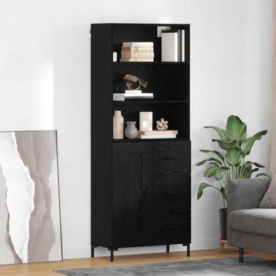 vidaXL Highboard Čierny dub 69,5 x 34 x 180 cm Kompozitné drevo