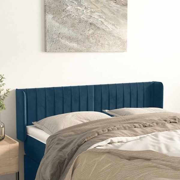vidaXL Čelo postele so záhybmi tmavomodrá 147x16x78/88 cm zamat