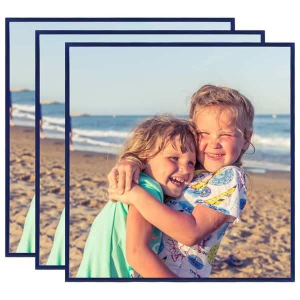 vidaXL Fotorámiky na stenu, koláž 3 ks, modré 50x50 cm, MDF