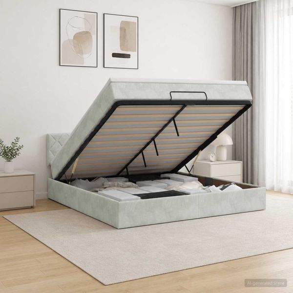 vidaXL Ottoman posteľ s matracom a LED Svetlosivá 140 x 190 cm Zamat