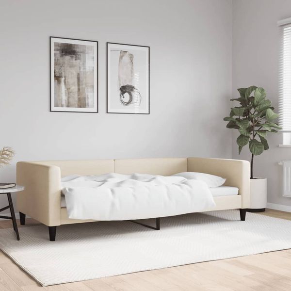 vidaXL Denná posteľ krémová 100x200 cm látka