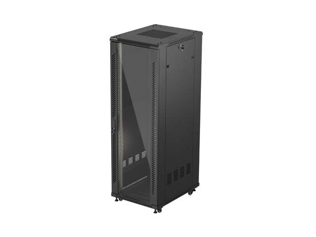 19'' Voľne stojúca racková skriňa 37u/600x800 (flat pack) s presklenými dverami čierna lanberg