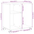 vidaXL Príručný stolík a kolieska biely 50x30x55 cm kompozitné drevo