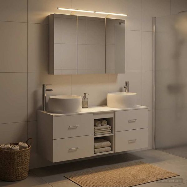 vidaXL Sada kúpeľňového nábytku 4 pcs Biela Kompozitné drevo a sklo
