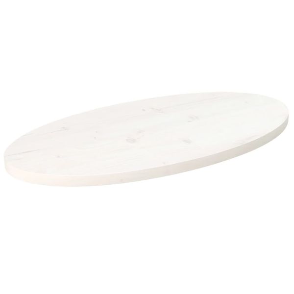 vidaXL Stolová doska, biela 80x40x2,5 cm, borovicový masív, oválna