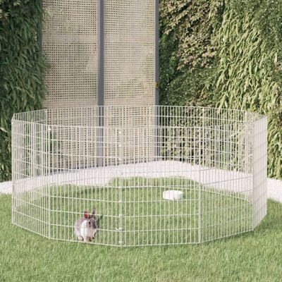 vidaXL Voľný výbeh pre zvieratá, 12 panelov 54x80cm pozinkované železo