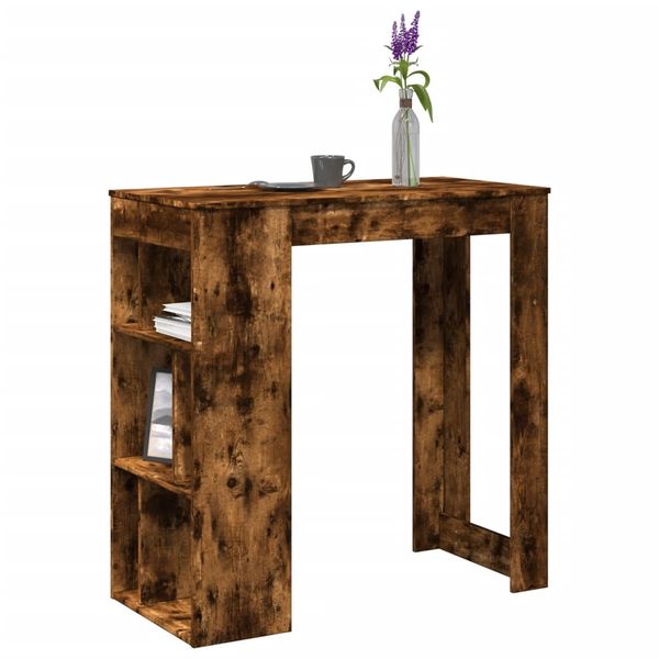 vidaXL Barový stôl s policami dymový dub 102x50x103,5 cm kompoz. drevo