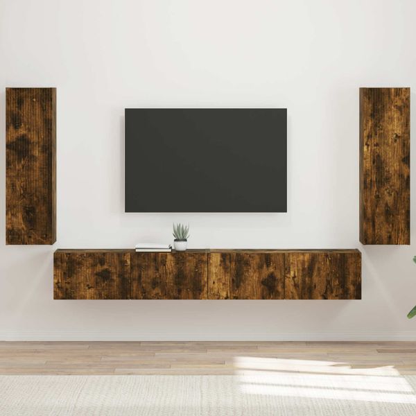 vidaXL Sada nástenného kabinetu na TV Nástenný 4 pcs Dymová dub