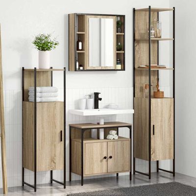 vidaXL Sada kúpeľňového nábytku 4 pcs Sonoma dub Kompozitné drevo