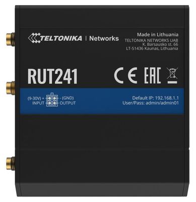 Teltonika LTE Wi-Fi Router RUT241, 2,4 GHz, 802.11b/g/n, 2/3/4G, LTE, 1x DI/DO Router, LTE, Wi-Fi, 2,4GHz, 802.11b/g/n, 2/3/4G, 1x DI/DO