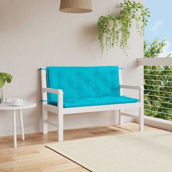 vidaXL Podložky na záhradnú lavičku 2 ks tyrkysové 120x50x7 cm látka