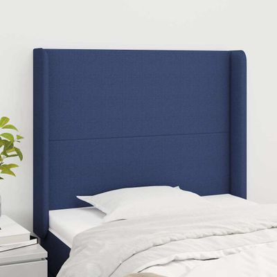 vidaXL Čelo postele so záhybmi modré 83x16x118/128 cm látka