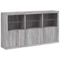 vidaXL Komoda s LED svetlami sivá sonoma 181,5x37x100 cm
