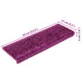 vidaXL Schodové rohože 15 ks 65x21x4 cm fialové s obdĺžnikovým okrajom