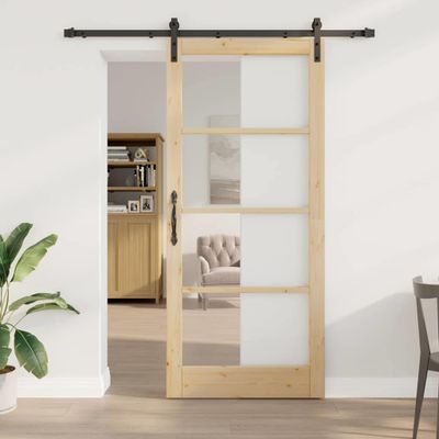 vidaXL Posuvné dvere ORKDAL Prírodná a čierna 93 x 211 cm