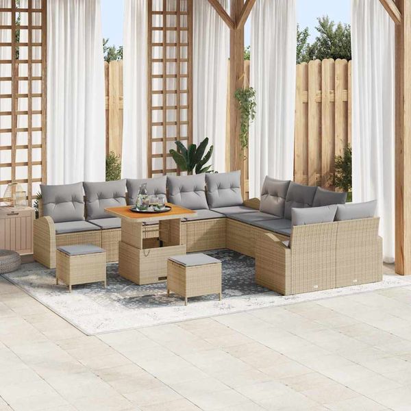 vidaXL Súprava záhradných pohoviek 13 pcs Beige a svetlo šedá