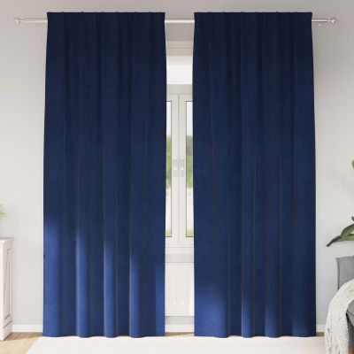 vidaXL Zatemňovacie závesy 2 pcs Tmavomodrá 140 x 225 cm Zamat