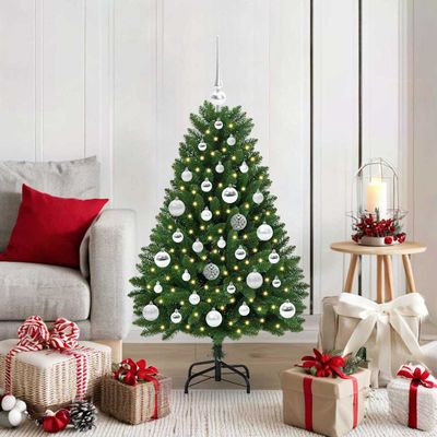 vidaXL Umelý vianočný stromček s 150 LED-i Zelená 120 cm PVC a kov