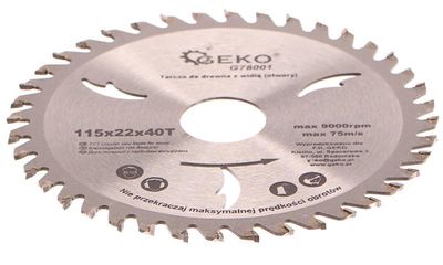 Kruhový pilový disk s otvormi, 115x22x40T GEKO
