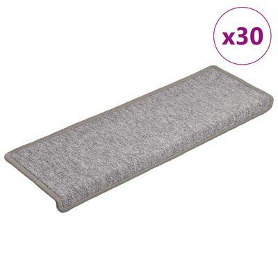 vidaXL Schodové rohože 30 ks 65x21x4 cm svetlosivé s obdĺžnikovým okrajom